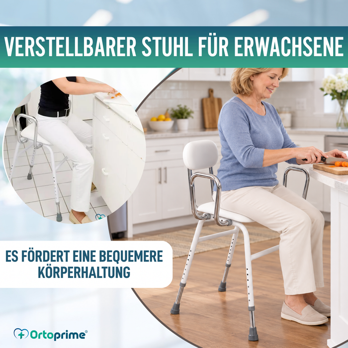 Unterstützender Stuhl mit Armlehnen | Höhenverstellbar
