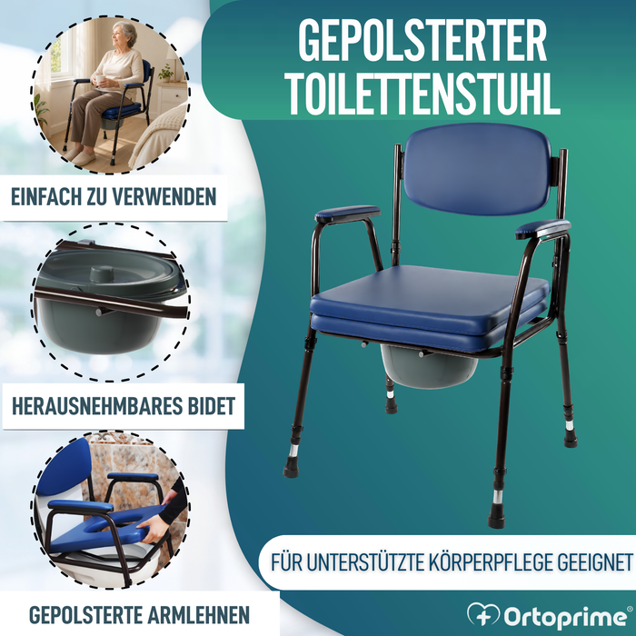 Gepolsterter WC-Stuhl mit Tragbarer Toilette