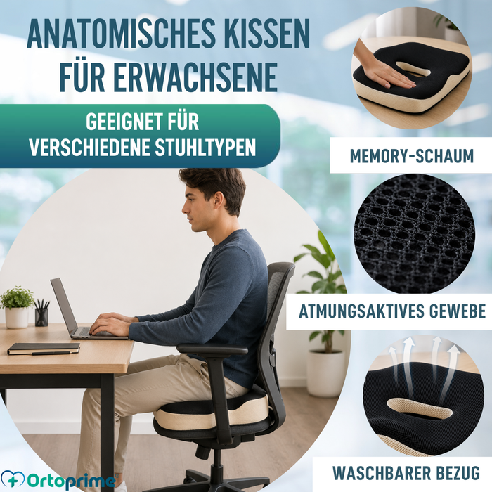 Ergonomisches Viscoelastisches Kissen mit Coccyx-Loch | Komfort