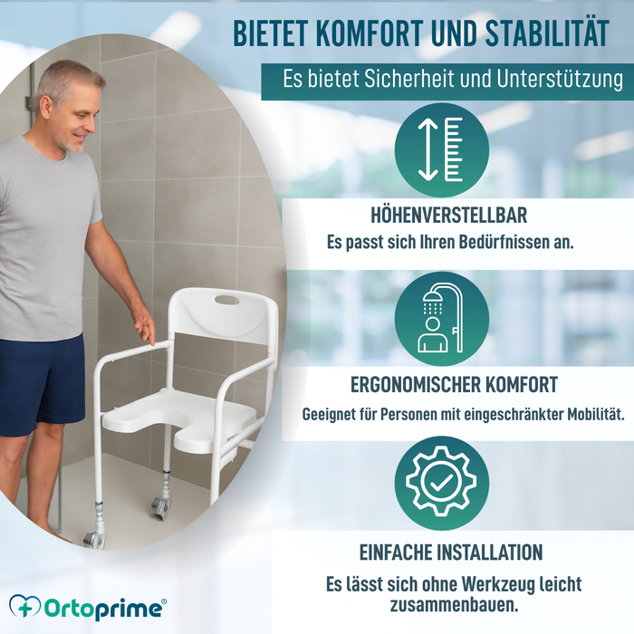 Duschstuhl in U-Form | Klappbarer Badesitz