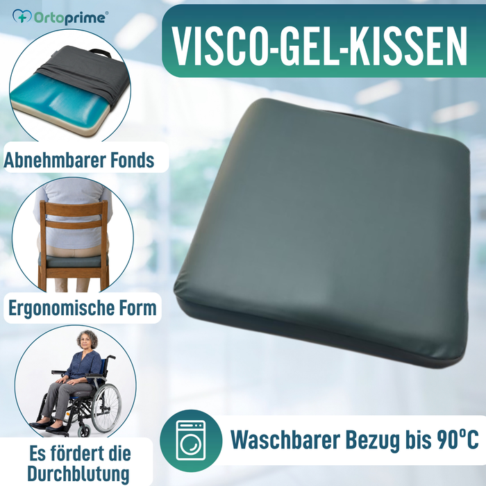 Quadratisches Antidekubitus Visko-Gel-Kissen 85 kg/m3 | Wasserdicht