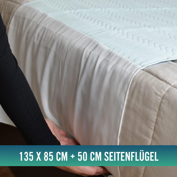 PACK 2 Saugfähige, Waschbare, ökologische Bettunterlagen für Bett 135cm, 3,15 Liter/m²