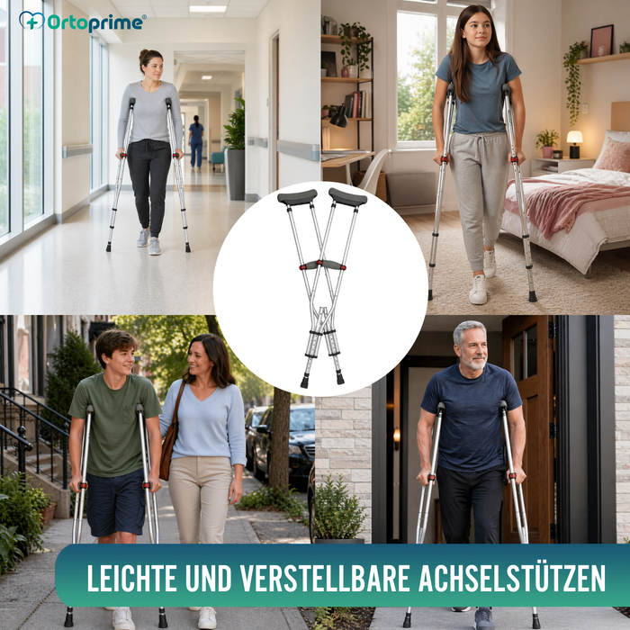 Achselkrücken aus Aluminium Verstellbar | 2er-Pack