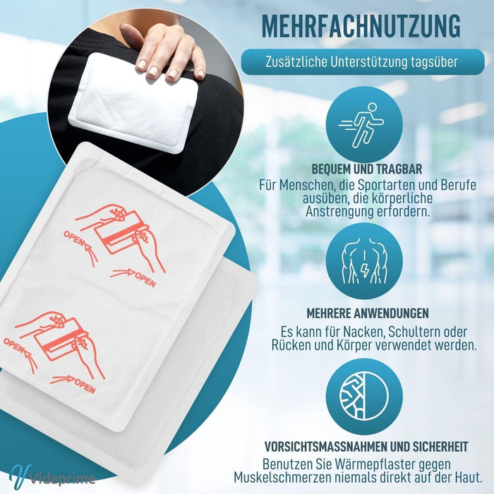 Wärmepflaster für Rücken Nacken | Packung mit 10 Stück