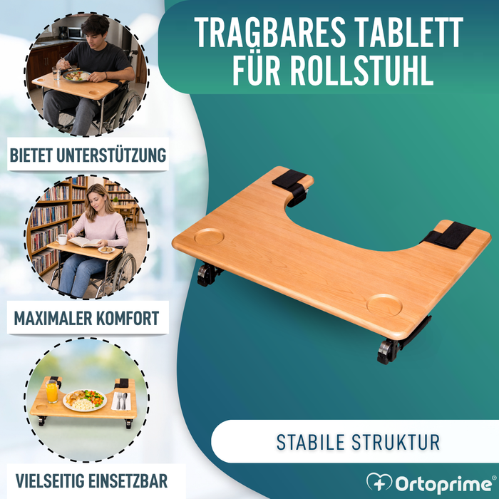 Rollstuhltisch | Tragbares Tablett mit Getränkehalter