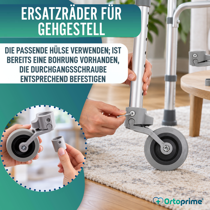Kit x2 Räder für Gehhilfen und Gehwagen 22, 25 und 30 mm