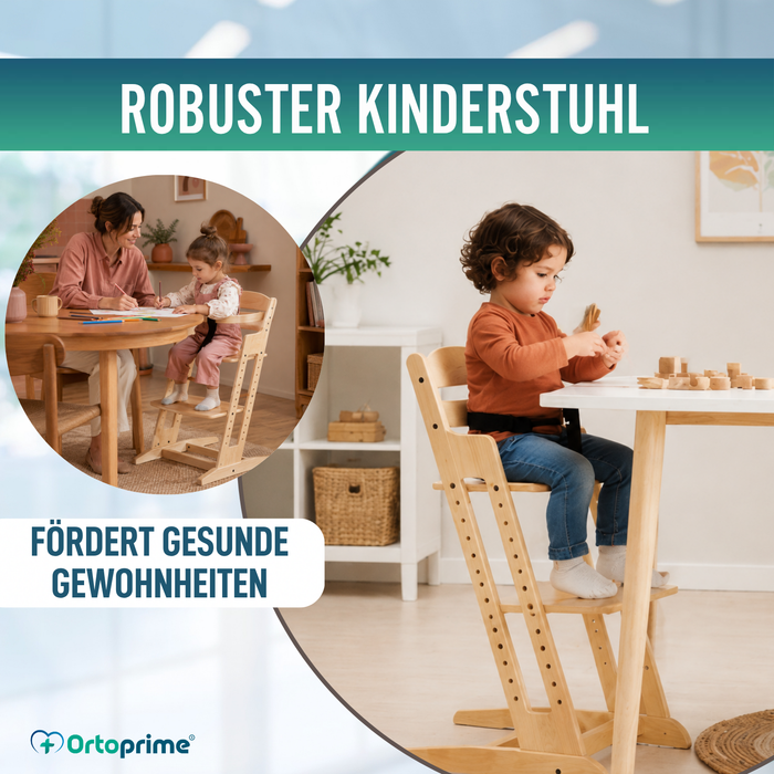 Kinderhochstuhl Evolutiv aus Holz | Höhenverstellbar