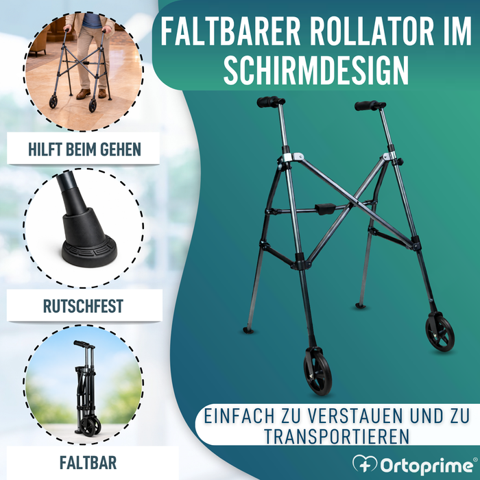 Aluminium-Gehgestell mit Schirmfaltung | Verstellbar