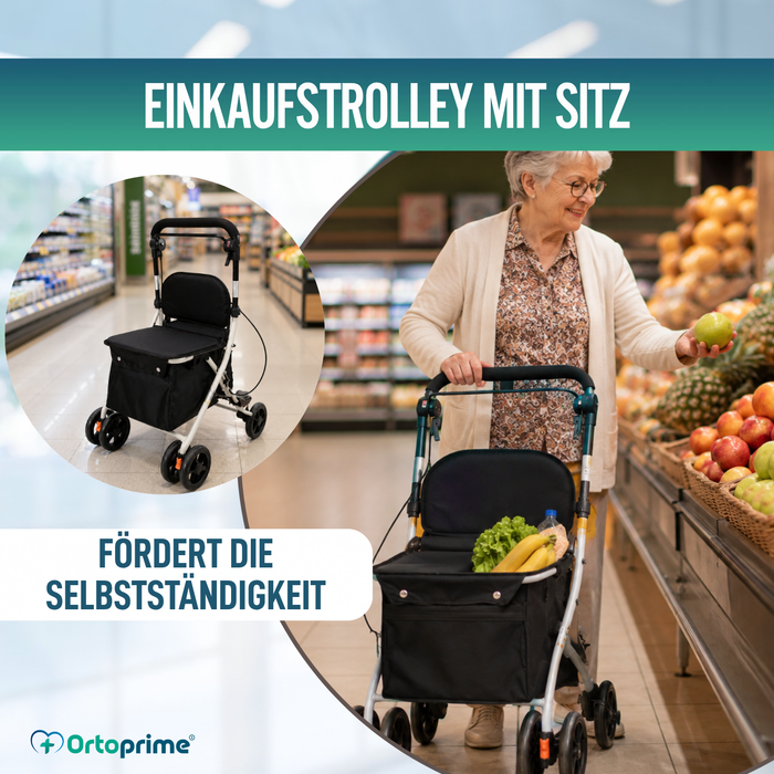 Einkaufswagen mit Sitz | Hilfe im täglichen Leben