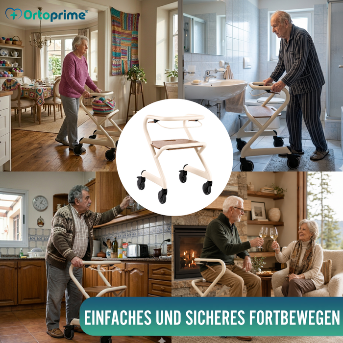 Rollator mit Sitz und Zentralbremse | Für Innenbereich
