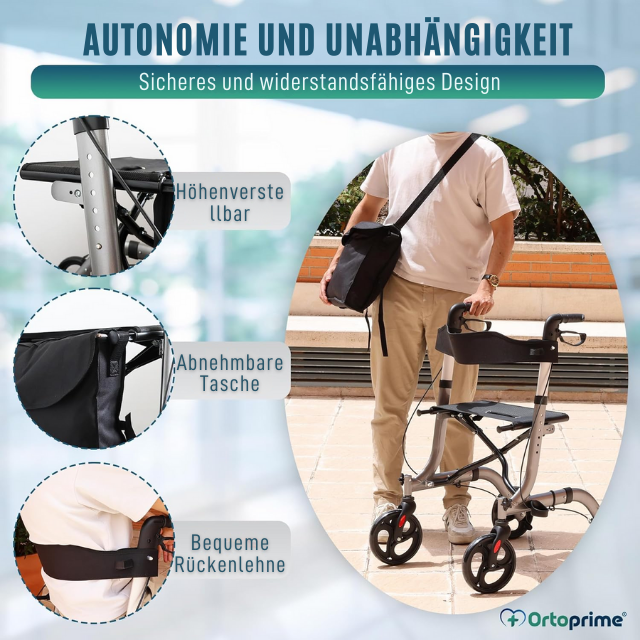 Rollator-Gehwagen mit Sitz und Korb für den Außenbereich