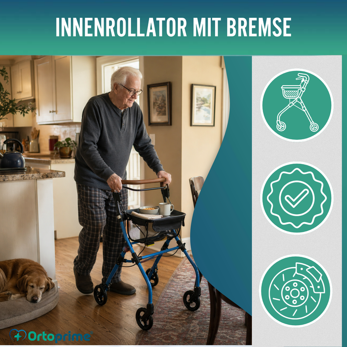 Faltbarer Indoor-Rollator mit Ablagetablett