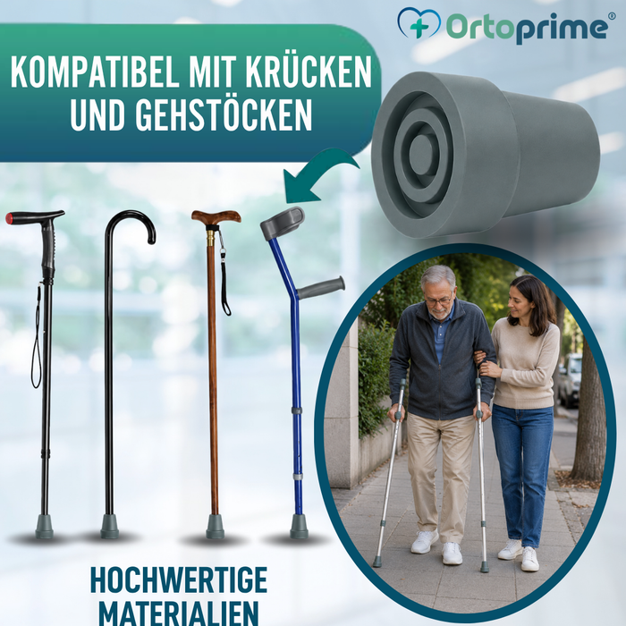 Rutschfeste Gehstock- und Krückenkappe | 2 Stück