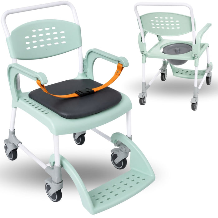 Dusch-Toilettenstuhl mit Rollen 3 in 1 | Sitz mit Ablauf