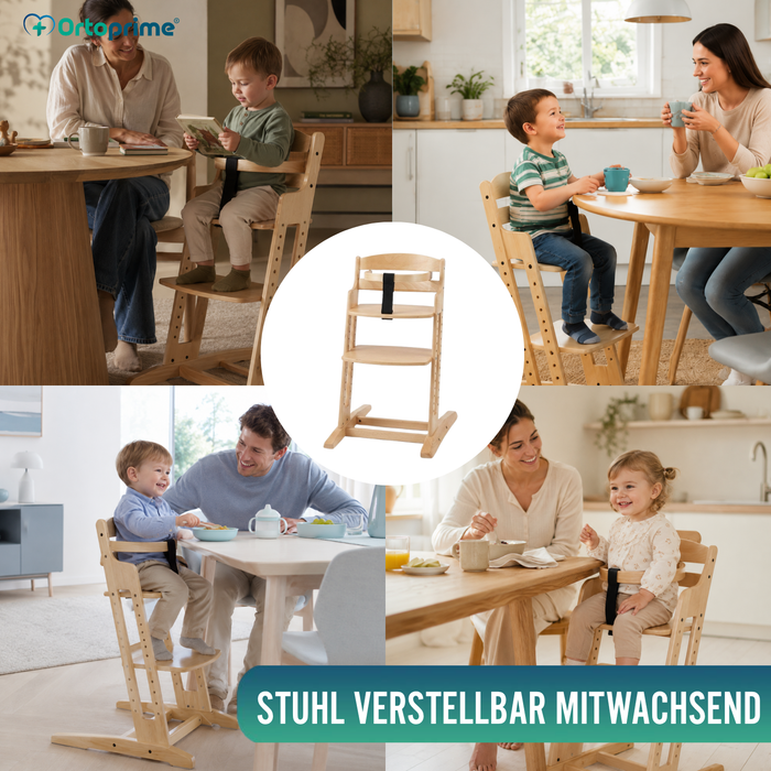 Kinderhochstuhl Evolutiv aus Holz | Höhenverstellbar