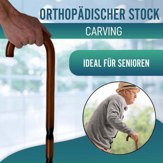 Orthopädischer Holzstock für Senioren | Gebogenes Griff