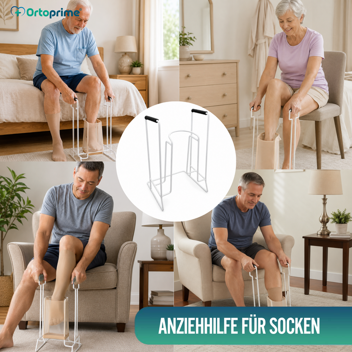 Schuhanzieher für Kompressionsstrümpfe und Socken | Mit Sockel