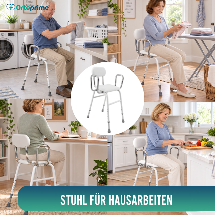 Unterstützender Stuhl mit Armlehnen | Höhenverstellbar