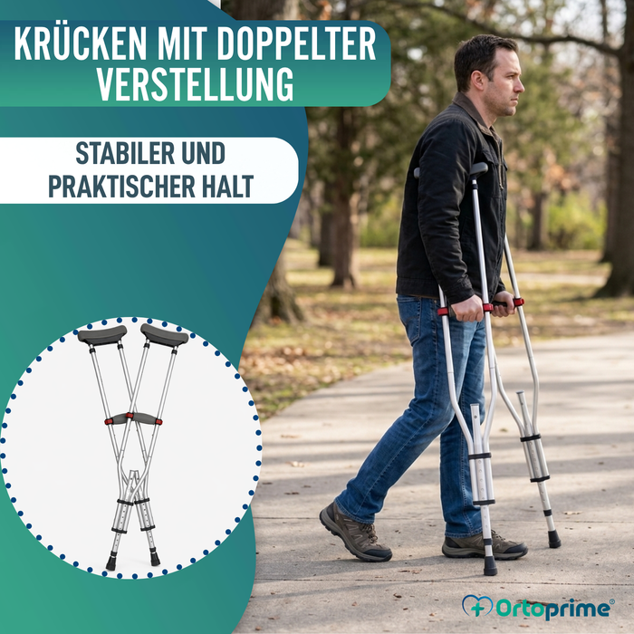 Achselkrücken aus Aluminium Verstellbar | 2er-Pack