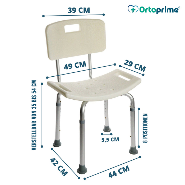Rutschfester Duschhocker | Mit Rückenlehne