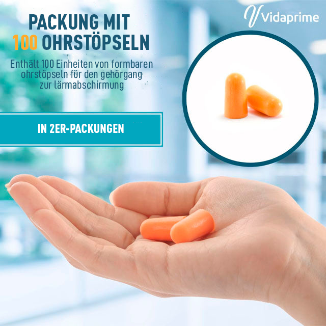 Schaumstoff-Ohrstöpsel zum Schlafen | Packung mit 100 Stück