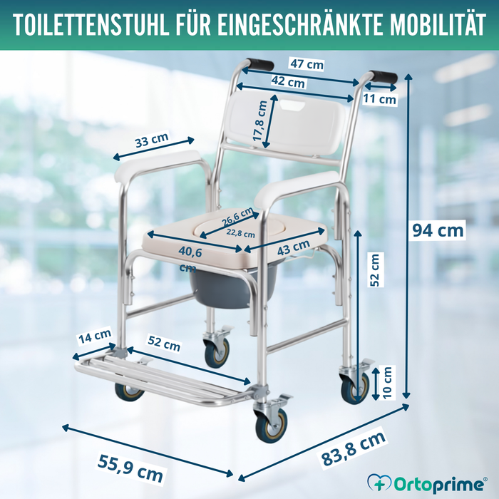 WC-Duschstuhl mit klappbaren Beinen
