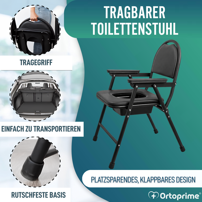 Klappbarer WC-Stuhl für Senioren | Tragbarer Toilettenstuhl