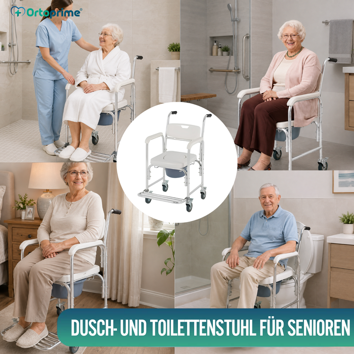 WC-Duschstuhl mit klappbaren Beinen
