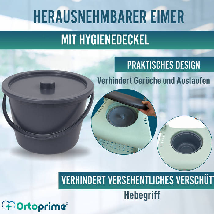 Dusch-Toilettenstuhl mit Rollen 3 in 1 | Sitz mit Ablauf