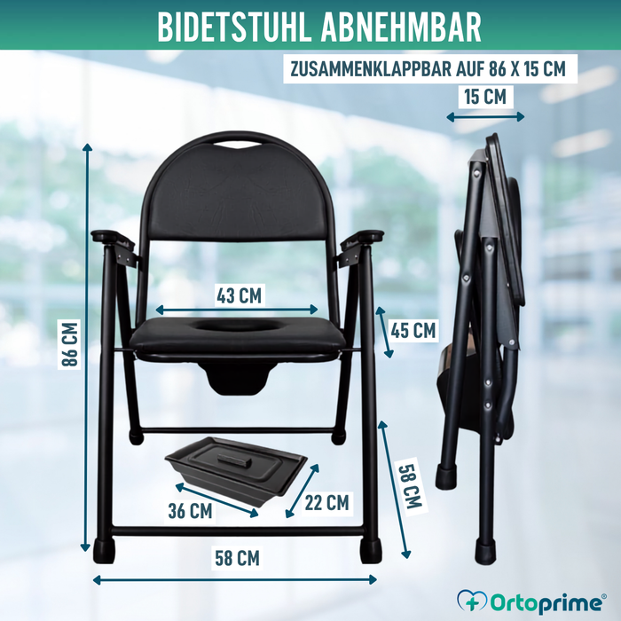 Klappbarer WC-Stuhl für Senioren | Tragbarer Toilettenstuhl