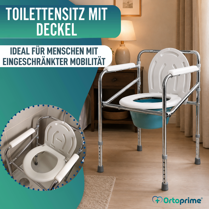 Tragbarer WC-Stuhl mit integriertem Urinal und Höhenverstellbar