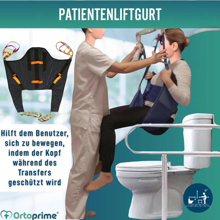 Orthopädisches Gurtzeug mit Kopfstütze für Transferkran