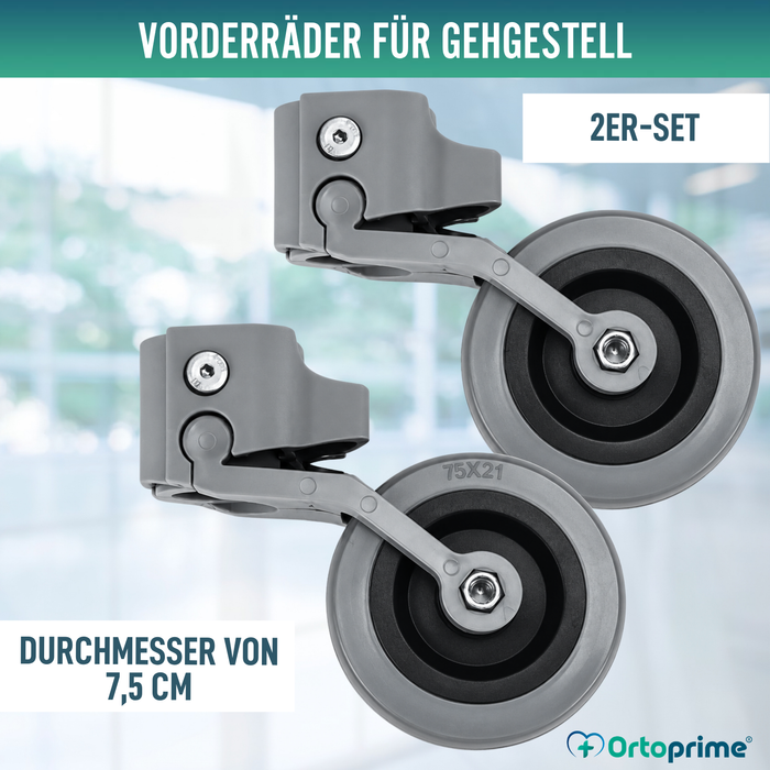 Kit x2 Räder für Gehhilfen und Gehwagen 22, 25 und 30 mm