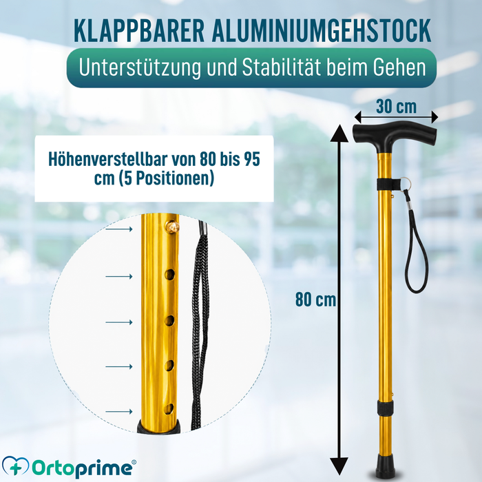 Faltstock Verstellbar und Ausziehbar | Goldfarben