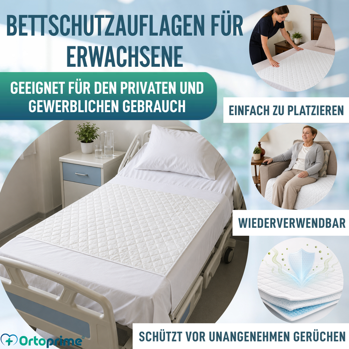 PACK 2 Waschbare, Saugfähige Bettunterlagen, 90cm breit, Plus 4,65 Liter/m2