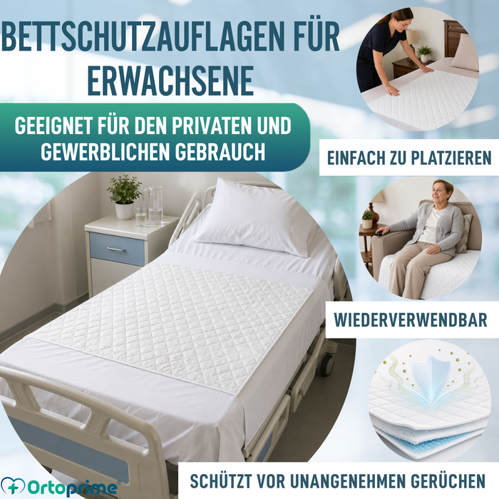 PACK 2 Saugfähige, Waschbare, ökologische Bettunterlagen für Bett 135cm, 3,15 Liter/m²